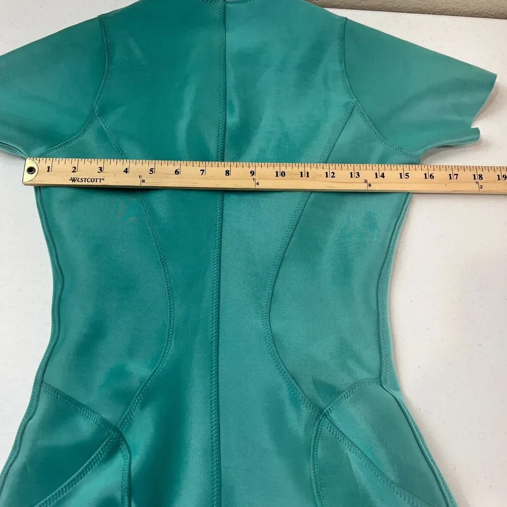 Lisa Marie Fernandez Farrah Swimsuit Size‎ 3 US 6-8 Teal Bonded Zip Up One Piece